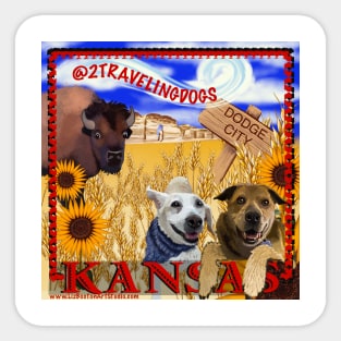 2 Traveling Dogs - Kansas Sticker